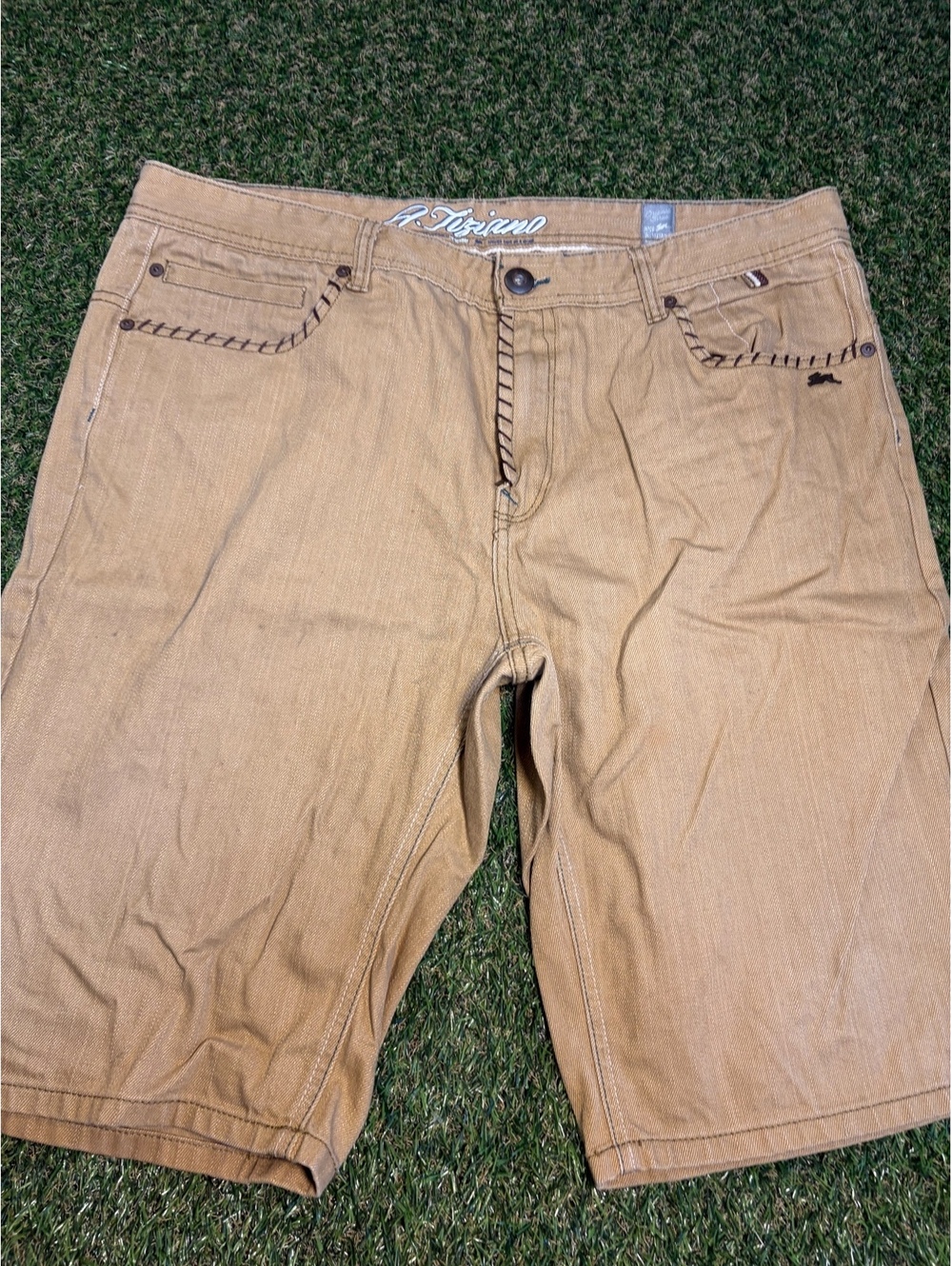 A. Tiziano Men's Khaki Cotton Casual Shorts Size 38